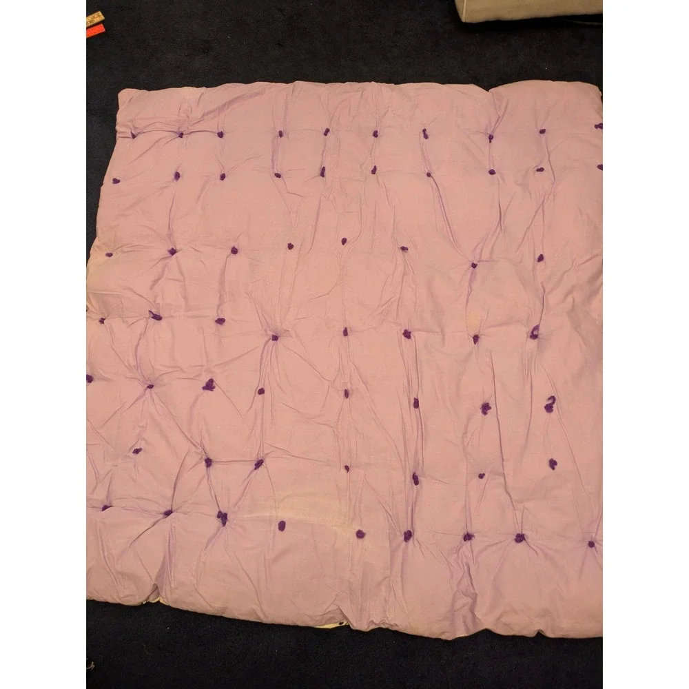 Vintage Kids Reversible Quilt Comforter Blanket Cream Purple Gardening‎ 45x45